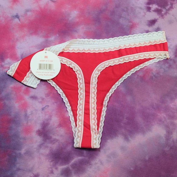 NWT Splendies Sweet Heart Cotton Thong Limited Edition: M - Picture 2 of 3